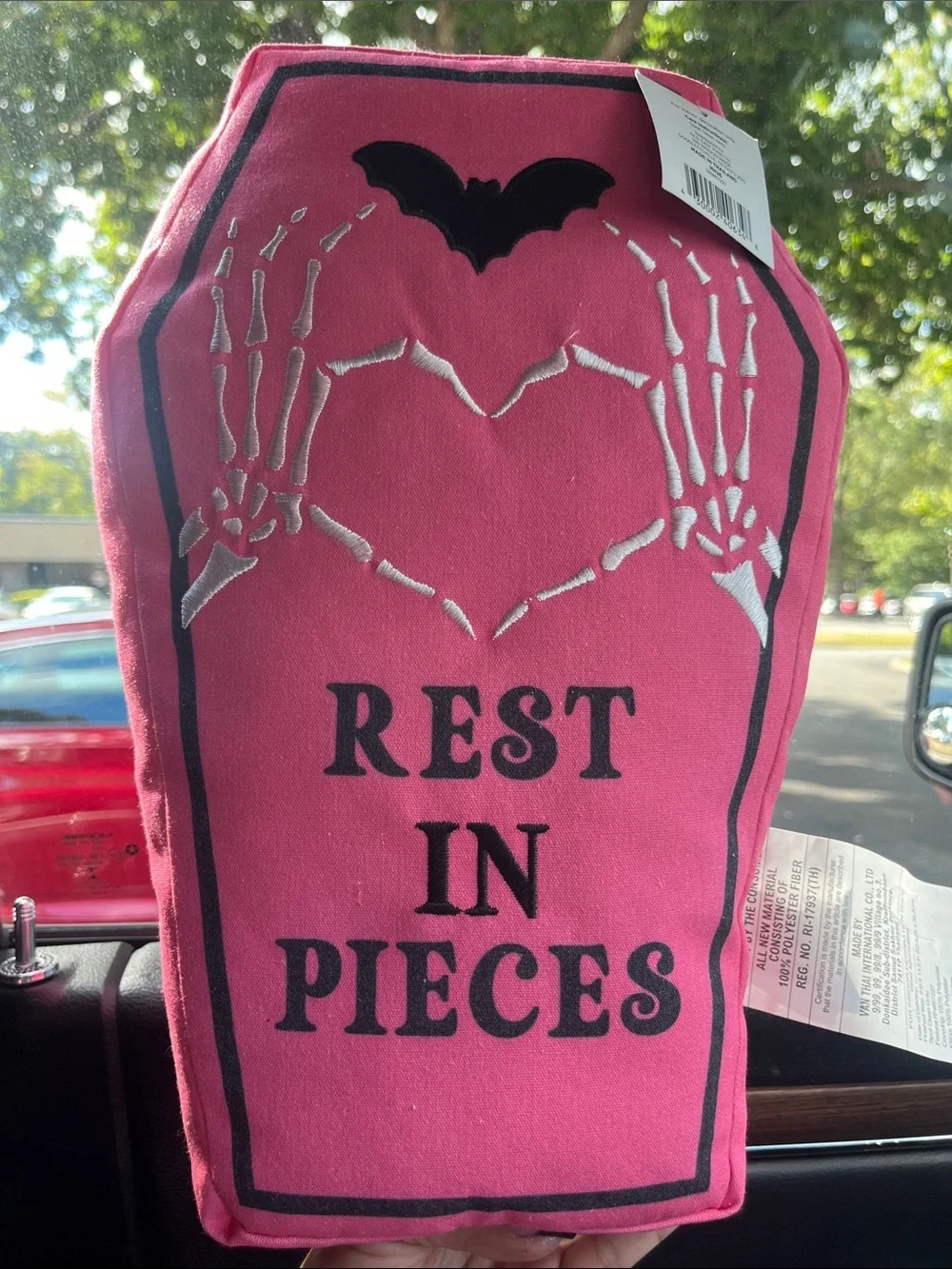 Rest In Pieces Pink Halloween Accent Pillow - Brand Unknown